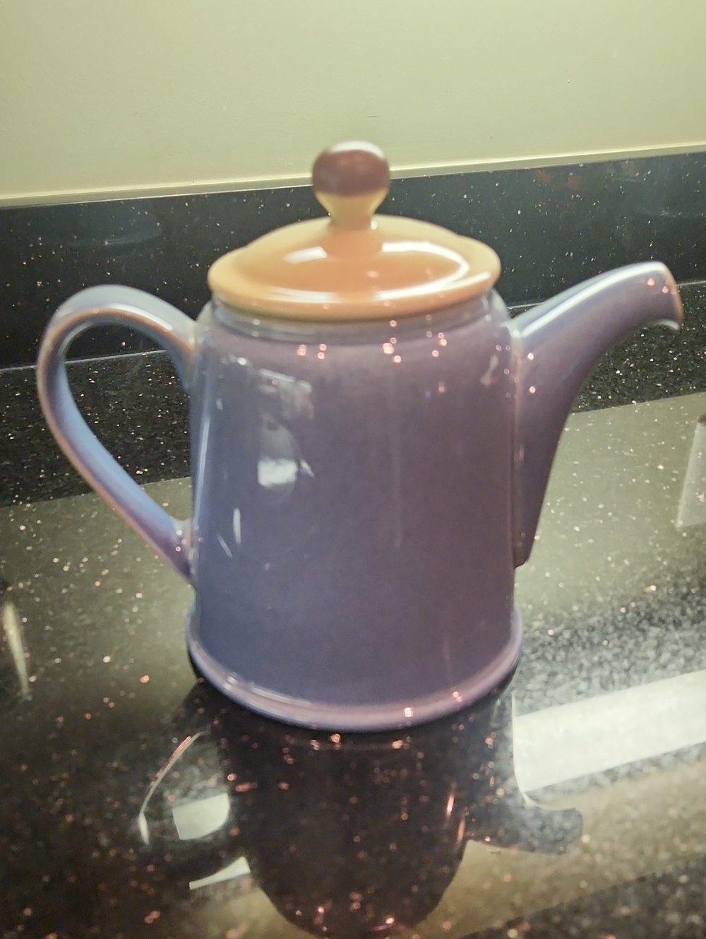 Denby Blue Teapot with Yellow Lid